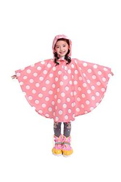 Freesmily Kinder Netter Regenmantel Wasserdichter Regen Poncho Jacke Mantel für Mädchen Jungen Kind (Rosa Punkt, XL) von Freesmily