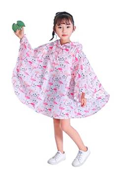 Kinder Netter Regenmantel Wasserdichter Regen Poncho Jacke Mantel für Mädchen Jungen Kind (rosa Flamingo, S) von Freesmily