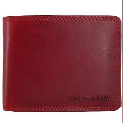 Geldbörse aus Leder für Damen und Herren mit RFID-Schutz Münzfach Geldbeutel Geldtasche Portemonnaie Portmonee (Hill Burry) (Querformat rot) von Fregery