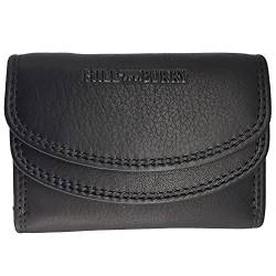 Hill Burry RFID Schutz kleine Geldbörse Portemonnaie, Portmonee aus echtem Leder für Frauen Damen Langbörse Geldbeutel Geldtasche (ca. 10,6 cm, Höhe ca. 7,9 cm, Breite 3,0 cm) (Schwarz) von Fregery