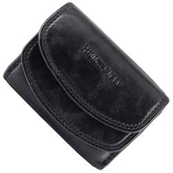 Hill Burry RFID Schutz kleine Geldbörse Portemonnaie aus echtem Leder für Frauen Damen Langbörse Geldbeutel Geldtasche (ca. 10,6 cm, Höhe ca. 7,9 cm, Breite 3,0 cm) (schwarz(Waschleder)) von Fregery