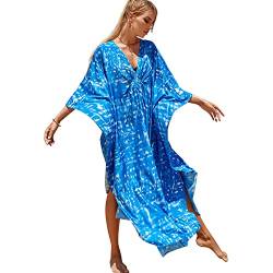 Freiesoldaten Bikini Zudecken Mode V Ausschnitt Kaftan Kleider Lose Sommer Strandkleid für Frauen von Freiesoldaten