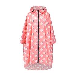 Freiesoldaten Regenponcho für Damen, wasserdicht, stilvoll, wiederverwendbar, leicht, für den Außenbereich, Regenjacke mit Kapuze, Pinke Punkte, One size von Freiesoldaten