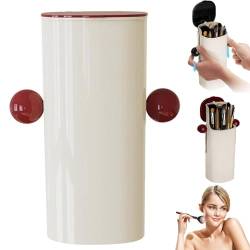 Automatisch anhebbares, staubdichtes Make-up-Pinsel-Aufbewahrungsrohr, automatisch anhebbare Kosmetik-Aufbewahrungsbox, Make-up-Pinsel-Aufbewahrungsrohr, Desktop-Kommode-Aufbewahrung (Red) von Frenaki