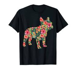 Lustige Hundesilhouette mit französischer Bulldogge, Blumengeschenk für Damen T-Shirt von French Bulldog DU Clothing