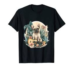 Französische Bulldogge |Aloha Ukulele Hawaii Gitarre Lustige Hund Blume T-Shirt von French Bulldog | Funny & Cute Frenchie Love Motifs