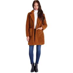 French Connection Damen 3/4 Faux Shearling Coat Kunstfellmantel, Cognac, X-Klein von French Connection