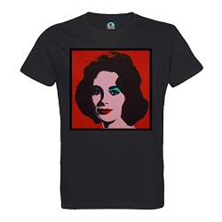 French Unicorn T-Shirt, Herren, Rundhalsausschnitt, Bio-Baumwolle, Andy Warhol Portrait Elizabeth Taylor Pop Art 70er, Noir, XL von French Unicorn