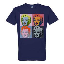 French Unicorn T-Shirt für Herren, Rundhalsausschnitt, Bio-Baumwolle, Andy Warhol, Quadriktisch, Marilyn Monroe, Pop Art 60er Vintage, blau, XL von French Unicorn