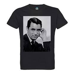 French Unicorn T-Shirt für Herren, Rundhalsausschnitt, Bio-Baumwolle, Cary Grant, Schauspieler, Celebrite, Hollywood, Vintage, Schwarz , XL von French Unicorn