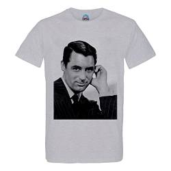 French Unicorn T-Shirt für Herren, Rundhalsausschnitt, Bio-Baumwolle, Cary Grant, Schauspieler, Celebrite, Hollywood, Vintage, grau, S von French Unicorn