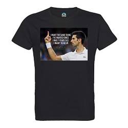 French Unicorn T-Shirt für Herren, Rundhalsausschnitt, Bio-Baumwolle, Novak Djokovic Tennis Superstar inspirierendes Zitat Englisch Motivation, Schwarz , L von French Unicorn