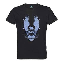 French Unicorn UNSC United Nation Space Command Geek T-Shirt für Herren, Rundhalsausschnitt, Bio-Baumwolle, Schwarz , XL von French Unicorn
