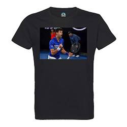 T-Shirt, Herren, Rundhalsausschnitt, Bio-Baumwolle, viktorianisch, Novak Djokovic, Tennis Superstar Sport, Noir, XL von French Unicorn