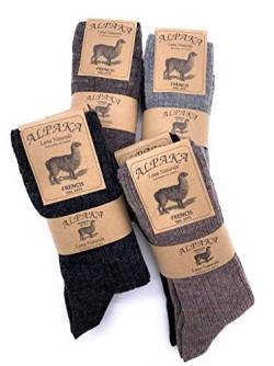 Frencis Socken für Damen und Herren, aus Alpakawolle, kurze Wadensocken, Thermo-Socken aus doppeltem Wollgarn (Packung mit 4 Paaren), 8 paar, 35-40 von Frencis