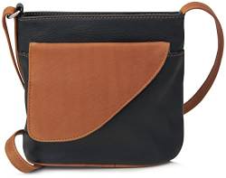 Frentree Umhängetasche, Kleine Ledertasche in schwarz-braun, Tasche mit Handyfach, verstellbarer Gurt, Reißverschluss, Echtleder Schultertasche für Frauen von Frentree