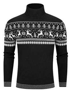 Freshhoodies Herren Rollkragenpullover Winter Pullover Männer Weihnachtspullover Herren Rollkragen Langarmshirt Weihnachten Sweater Schwarz L von Freshhoodies