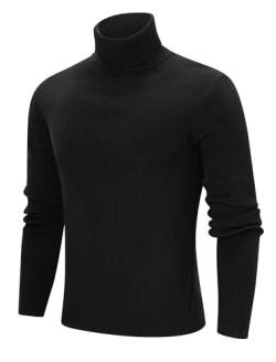 Freshhoodies Pullover Herren Rollkragen Winter Pullover Männer Rollkragenpullover Herren Langarmshirt Basic Freizeit Pulli Sweater Schwarz XXL von Freshhoodies