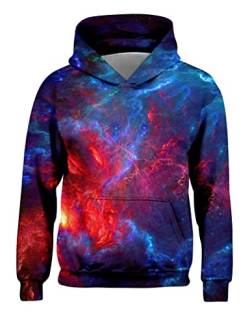 Freshhoodies Sweatshirts Jungen Coole 3D Druck Kapuzenpullover Galaxie Tasche Mit Kapuze Lustige Kinder Pullover Hoodie Mädchen Rot Jugendliche Party Geschenk Bekleidung, 8-10 Jahre von Freshhoodies