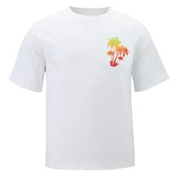 Freshhoodies T-Shirt Herren Weiß Kurzarm Rundhals T Shirts Hawaii Grafik Male Tops Heavy Oversized Casual Streetwear Tee Shirt, L von Freshhoodies