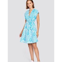 Freshlions Minikleid Gemustertes Kleid blau L Sonstige, Taillentunnelzug von Freshlions