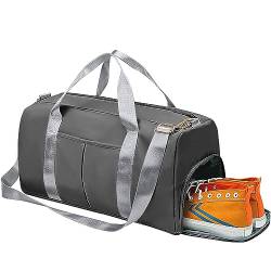 Sporttasche-Tragetasche Gym Bag Damen und Herren,Sporttasche mit Schuhfach und Nass Trockentrenner mit Trolley Weekender Sporttasche groß für Fitnessstudio, Sport, Reisen(Grau) von Fresion