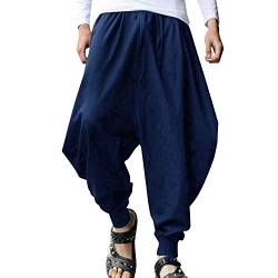 Frestepvie Herren Haremshose Freizeithose Casual Männer Hippie Kleidung Pumphose Fischerhose Fitness Yoga Goa Tanz Strand Hosen Pilates Hosen Sarouel Baggy Aladinhose von Frestepvie