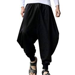 Frestepvie Herren Haremshose Freizeithose Casual Männer Hippie Kleidung Pumphose Fischerhose Fitness Yoga Goa Tanz Strand Hosen Pilates Hosen Sarouel Baggy Aladinhose von Frestepvie