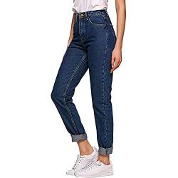 Frestepvie Jeans Damen High Waist Stretch Hohe Taille Denim Jeans Hosen Casual Locker Boyfriend Freizeithose Blau von Frestepvie