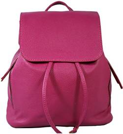 Freyday Ital. Echtleder Damen Rucksack leichter Tagesrucksack Daypack Lederrucksack Damenrucksack versch. Farben erhältlich R01 (Magenta) von Freyday