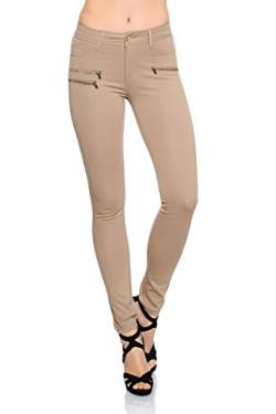 Freyday Modische Bequeme Damen Jeggings Leggings Fit Hüfthose Skinny Stretch Slimfit (Beige, 36) von Freyday