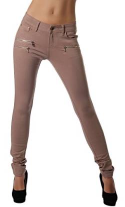 Freyday Modische Bequeme Damen Jeggings Leggings Fit Hüfthose Skinny Stretch Slimfit (Dunkelbeige, 40) von Freyday