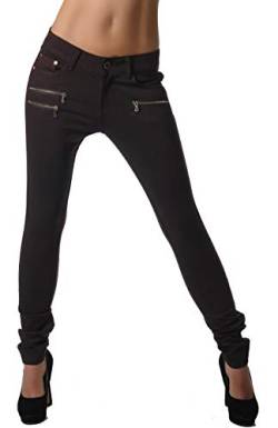 Freyday Modische Bequeme Damen Jeggings Leggings Fit Hüfthose Skinny Stretch Slimfit (Dunkelbraun, 36) von Freyday