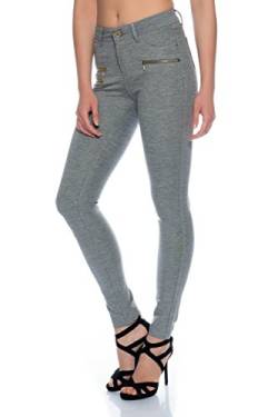 Freyday Modische Bequeme Damen Jeggings Leggings Fit Hüfthose Skinny Stretch Slimfit (Dunkelgrau Meliert, 42) von Freyday