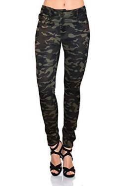 Modische Damen Jeggings Leggings Hüfthose Stretch Slimfit (Woodland/Flecktarn, L),Etikettgröße:40 von Freyday