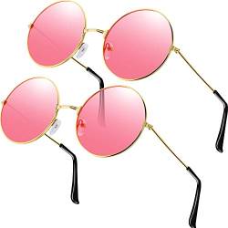 2 Stück Brille Rosa Runde Hippie Brille Retro Hippie Brille Hippie Kostüm Brille Herren Damen Brille von Frienda