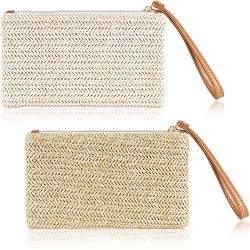 2 Stück Stroh Clutch Tasche ReiÃŸverschluss Stroh börse Bohemian Sommer Strand Stroh Handtasche für Frauen Mädchen von Frienda