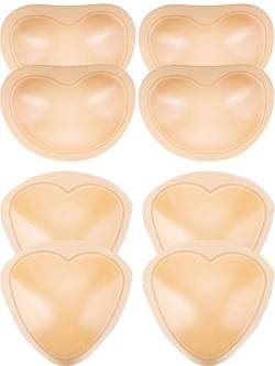 4 Paar Selbstklebende BH Pads Einlagen Abnehmbare Hochdrücken Brustvergrößerer für Bikini, 2 Formen (Beige) von Frienda