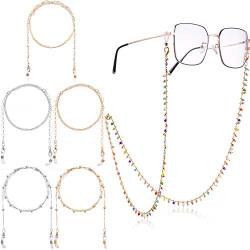6 Stück Perlen Brillen Ketten Brillen Riemen Halter Gesichtsbedeckung Lanyard Perlen Brillenhalter Sonnenbrillen Riemen Lesebrille Schnüre Lanyards für Frauen von Frienda