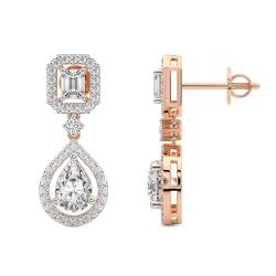 10 Karat IGI-Zertifiziert Birne Form Im Labor Gezüchteter Diamant Ohrringe | 18K in Roségold | Stardust Dangles Diamant-Ohrringe | Krappenfassung | FG-VS1-VS2 Qualität von Friendly Diamonds