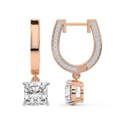 10 Karat IGI-Zertifiziert Kissen Form Im Labor Gezüchteter Diamant Earrings | 18K in Roségold | Midnight Charms Creolen mit Labor-Diamant | Krappenfassung | FG-VS1-VS2 Qualität von Friendly Diamonds