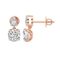 8 Karat IGI-Zertifiziert Runden Form Im Labor Gezüchteter Diamant Earrings | 18K in Roségold | Seraphic Teardrop Dangling Ohrringe | Krappenfassung | FG-VS1-VS2 Qualität von Friendly Diamonds
