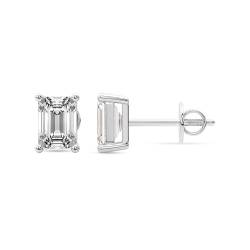 Diamant-Ohrstecker für Damen | 12 Karat IGI-Zertifiziert Smaragd Form Vier-Krappen-Diamant-Ohrstecker | F-G Color, VS1-VS2 Clarity | 14K Weißgold | Freundliche Diamanten von Friendly Diamonds