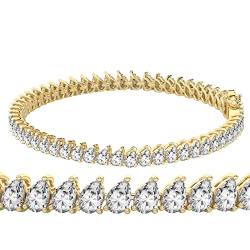 Freundliche Diamanten Diamant-Tennisarmband | 7 Karat EGL Certified Lab Grown Diamond Armband Linie 7" |14K in Gelbgold |Lilafarbenes Birnen-Tennisarmband |Drei Krappenfassungen | FG-VS1-VS2-Qualität von Friendly Diamonds