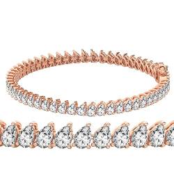 Freundliche Diamanten Diamant-Tennisarmband | 7 Karat EGL Certified Lab Grown Diamond Armband Linie 7" |14K in Weißgold |Lilafarbenes Birnen-Tennisarmband |Drei Krappenfassungen | FG-VS1-VS2-Qualität von Friendly Diamonds