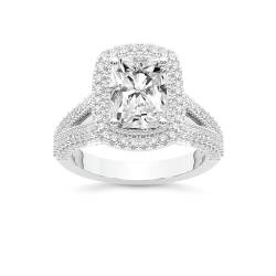 Im Labor gezüchteter Diamant-Verlobungsring Für Frauen 1 Karat IGI-Zertifiziert Strahlend Form | In 14K von 18K in Weiß, Gelb oder Roségold Opulenté Antique Halo Diamanten Ring | FG-VS1-VS2 Qualität von Friendly Diamonds