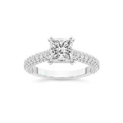 Im Labor gezüchteter Diamant-Verlobungsring für Frauen 3 Karat IGI-Zertifiziert Prinzessin Form | In 14K von 18K in Weiß, Gelb oder Roségold Eternia Criss Cross Side Halo Ring | FG-VS1-VS2 Qualität von Friendly Diamonds