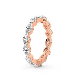 Marquise & Runden Form Im Labor Gezüchteter Diamant Kenzie Ewigkeitsring Für Frauen | 2 Karat IGI-Zertifiziert 14K Roségold | FG-VS Qualität Freundliche Diamanten Größe des Ewigkeitsrings 6 von Friendly Diamonds