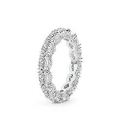 Oval Form Im Labor Gezüchtet Diamant Kendall Milgrain Ewigkeitsring Für Frauen | 4 Karat IGI-Zertifiziert 14K Weiß-, Gelb-, Roségold & Platin | FG-VS1-VS2 Hochwertiger, Freundlicher Diamant von Friendly Diamonds