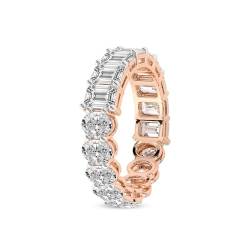 Smaragd & Oval Form Im Labor Gezüchteter Diamant Jayla Ewigkeitsring Für Frauen | 4 Karat IGI-Zertifiziert 14K Roségold | FG-VS Qualität Freundliche Diamanten Größe des Ewigkeitsrings 9 von Friendly Diamonds